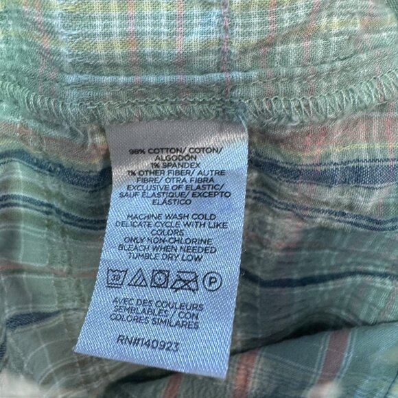 Loft Womens Size Small Ruffled Sleeve Plaid Top With Keyhole Neck - Picture 4 of 7